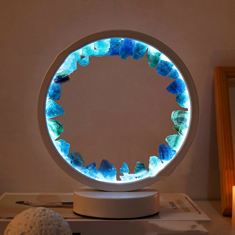 Amethyst Cluster Lamp - Blue fluorite cold light / USB