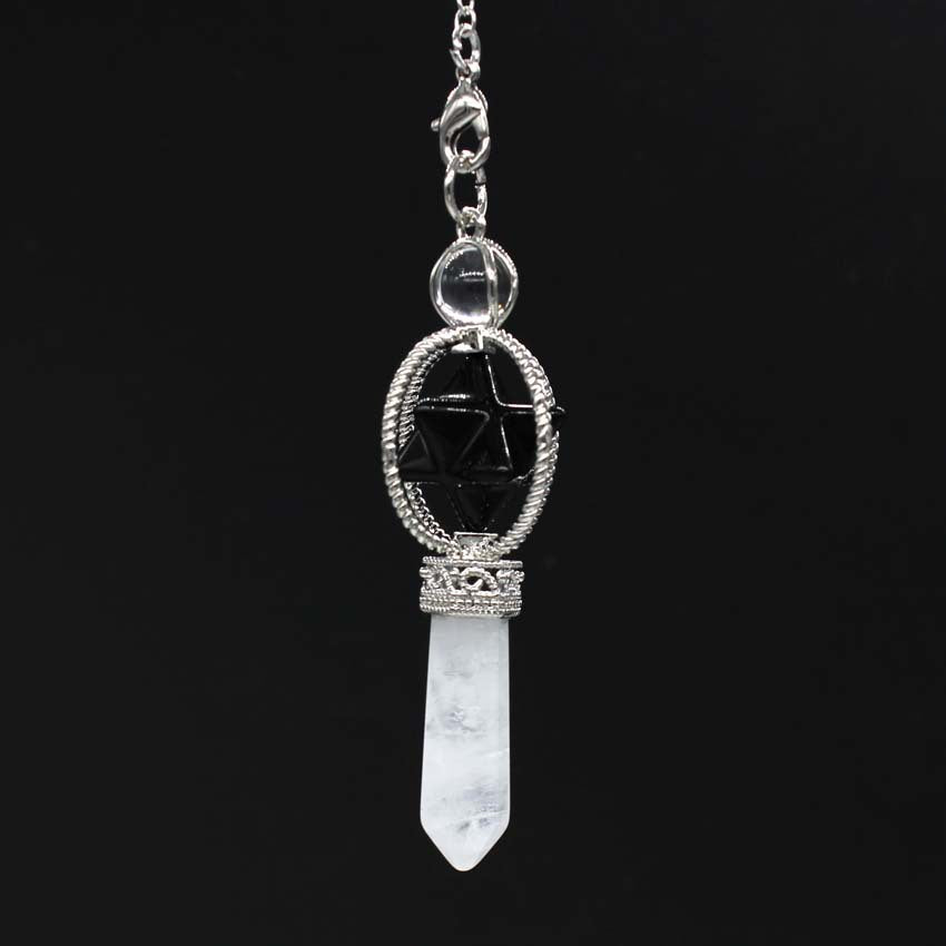 Natural Stone Merkaba Pendulum - Black Onyx