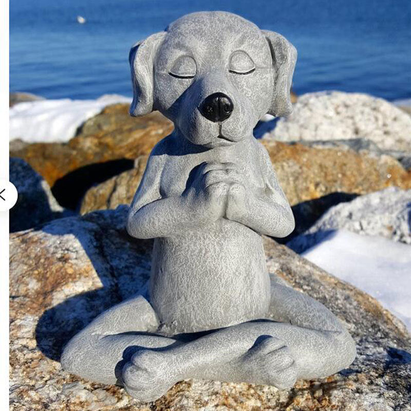 Meditating Dog and Cat Figurines - A