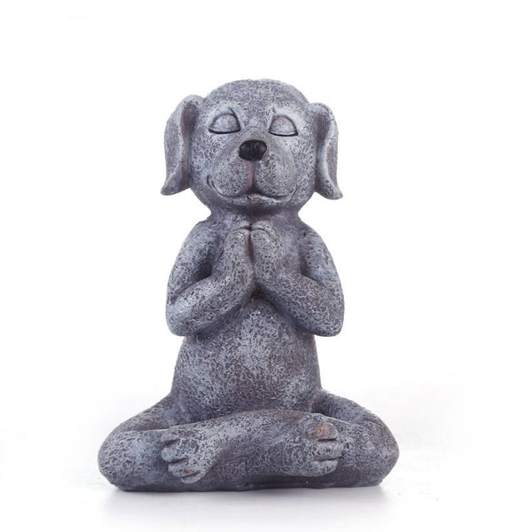 Meditating Dog and Cat Figurines
