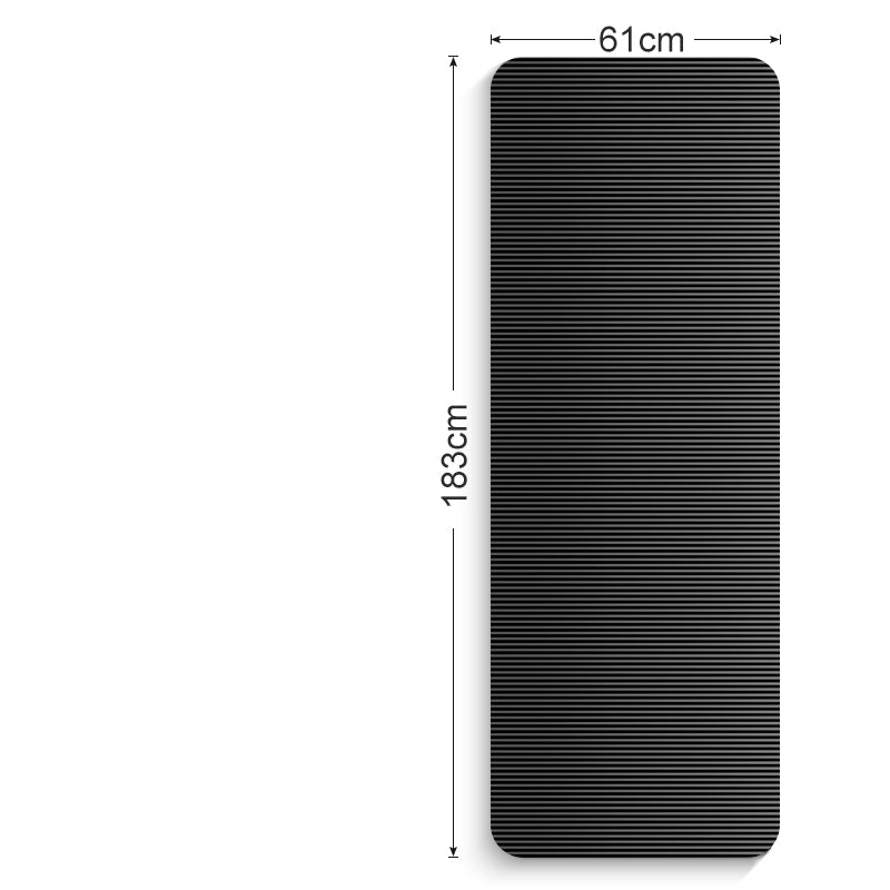 10 mm NBR Yoga Mat with Strap - Black / 183x61 / Free bandage