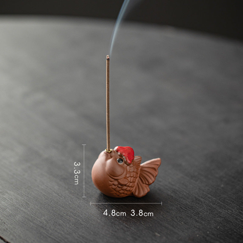 Purple Clay Goldfish Incense Holder - Incense Holder