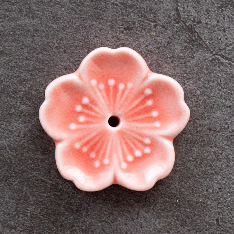 Cherry Blossom Porcelain Incense Holder - Orange powder