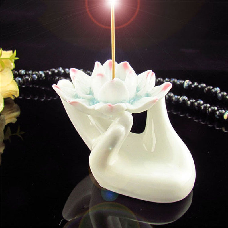 Ceramic Flower Incense Holder - Pink flower bergamot