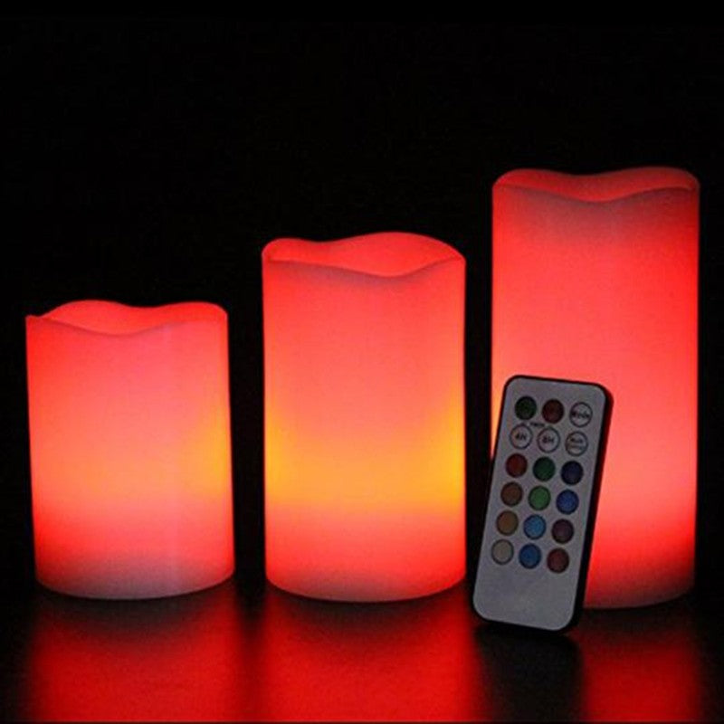 Flameless LED Pillar Candles, Set of 3