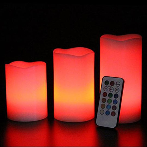 Flameless LED Pillar Candles, Set of 3