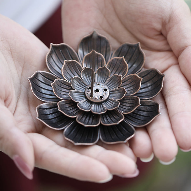 Zinc Lotus Incense Holder