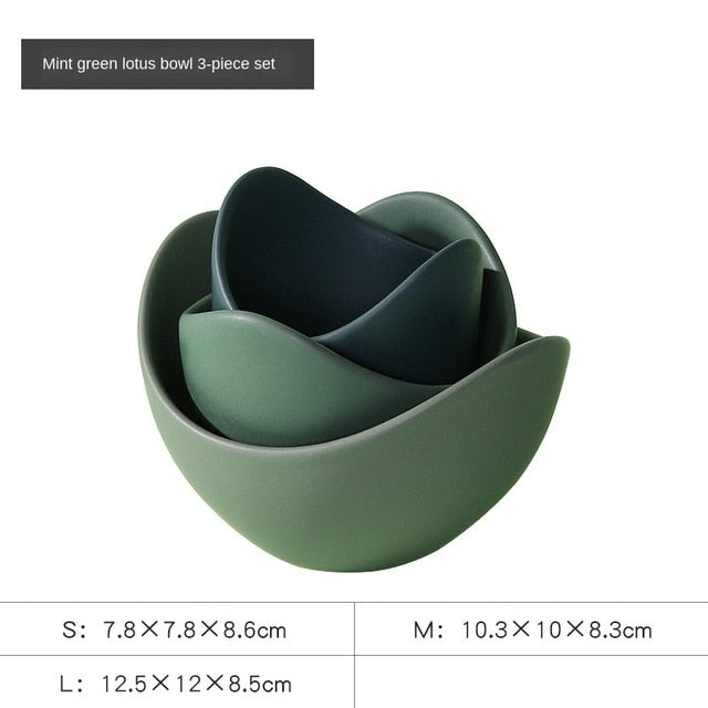 Ceramic Lotus Bowl - Green / D