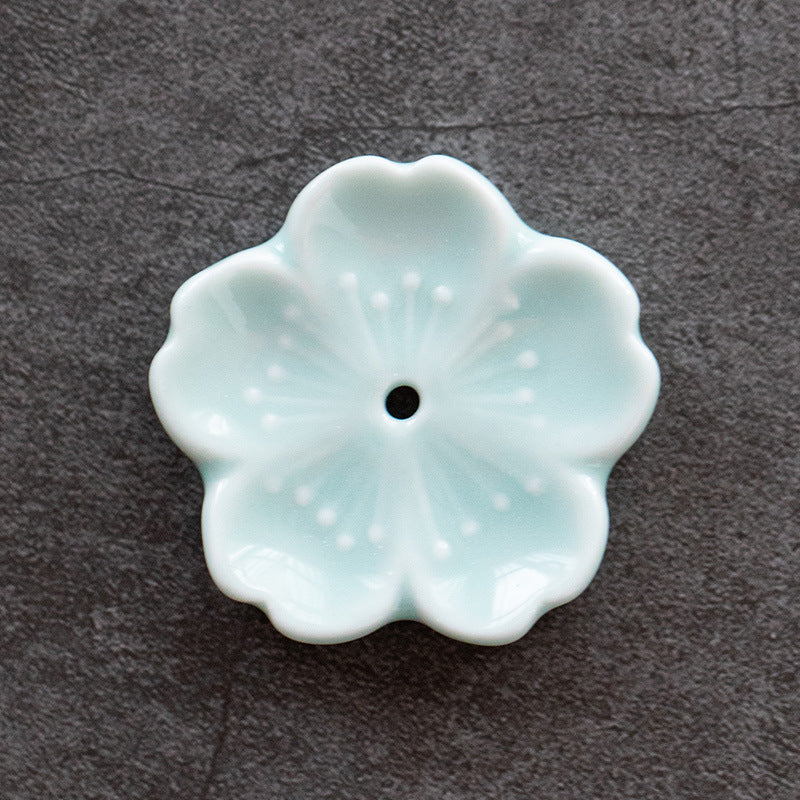 Cherry Blossom Porcelain Incense Holder - Light blue