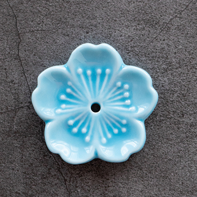 Cherry Blossom Porcelain Incense Holder - The sky is blue