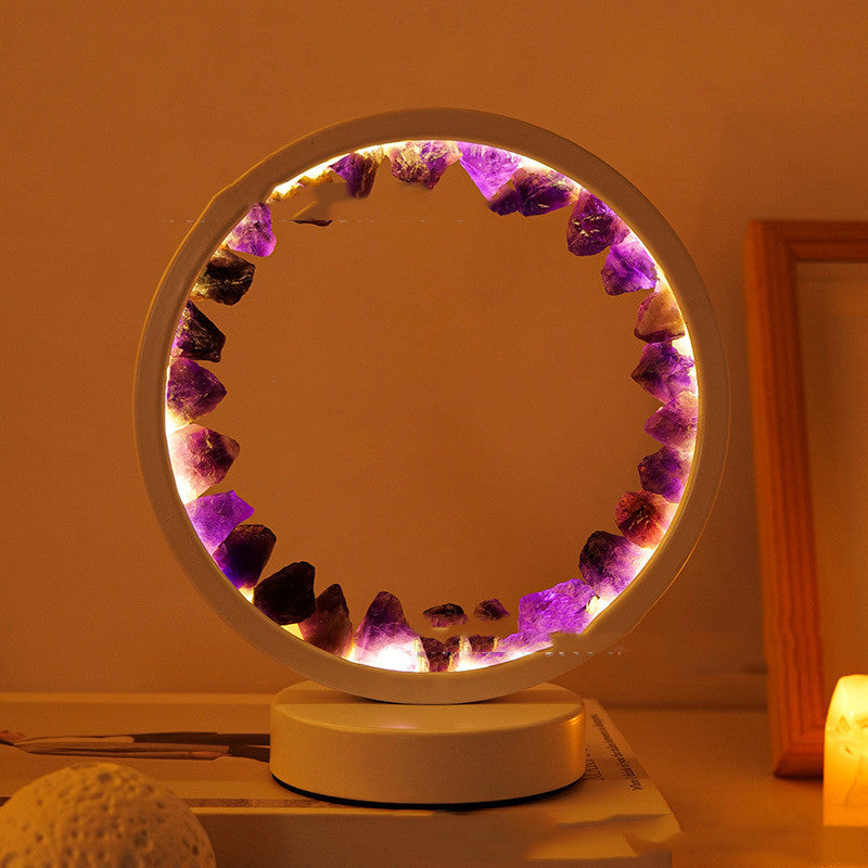 Amethyst Cluster Lamp - Deep amethyst warm light / USB