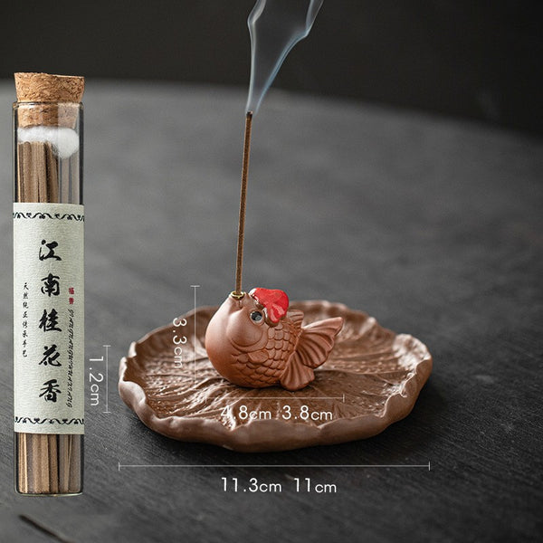 Purple Clay Goldfish Incense Holder