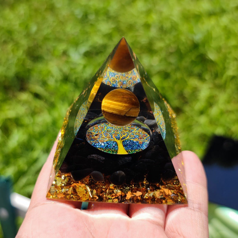 Crystal Chip Resin Pyramid - Obsidian / 1PC