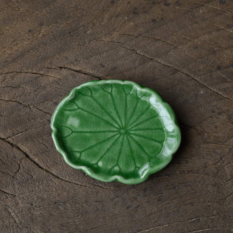 Handmade Ceramic Frog Incense Holder - Lotus leaf holder