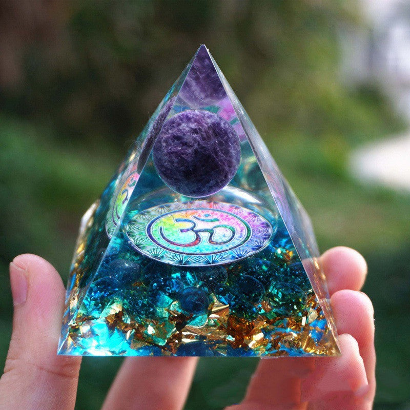 Crystal Chip Resin Pyramid - As shown / 1PC